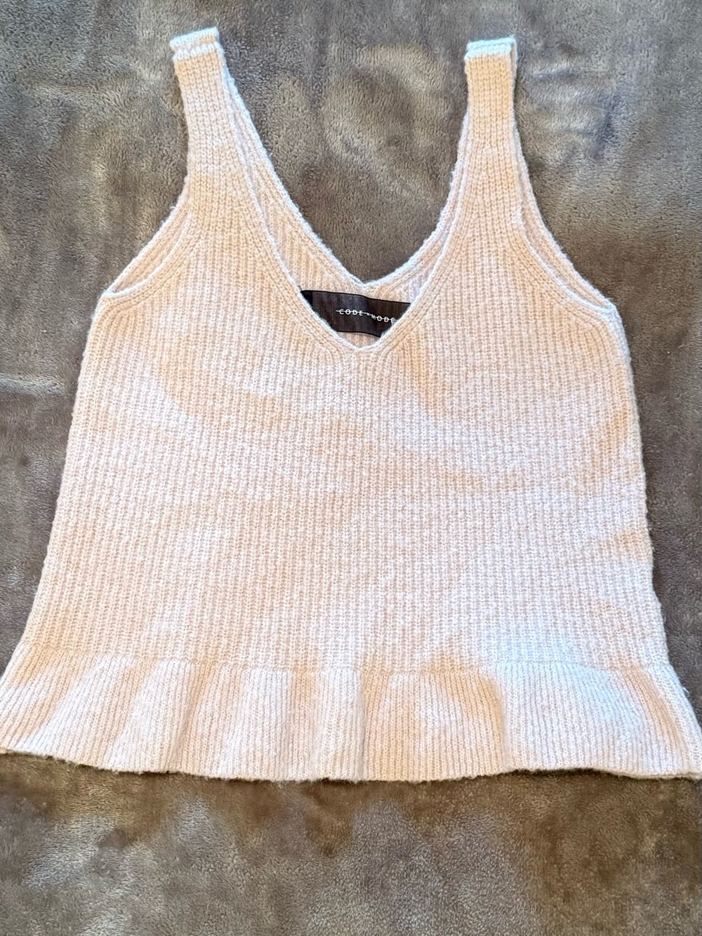 Code x Mode | Blush Pink Ribbed Peplum Tank | Ruffle Hem | XS